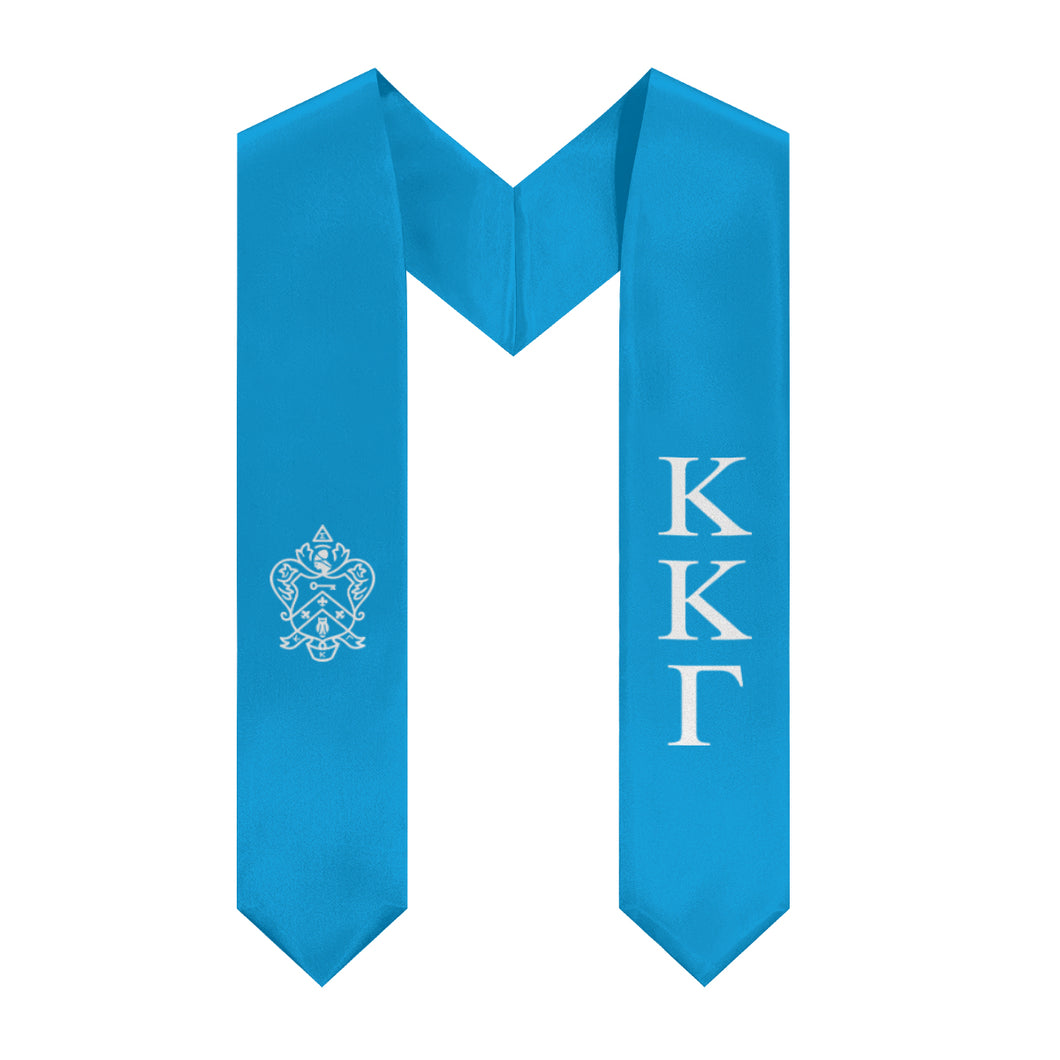 Kappa Kappa Gamma Graduation Stole With Crest - Gamma Blue & White