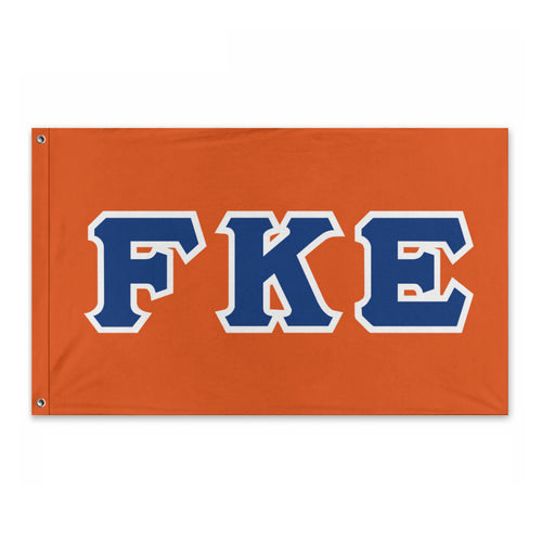 FKE Greek Block Flag - Orange, Royal & White