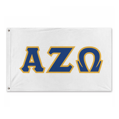 Alpha Zeta Omega Greek Block Flag - White, Royal & Light Gold