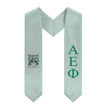 Load image into Gallery viewer, Alpha Epsilon Phi Graduation Stole With Crest - Main Green &amp; Support Green