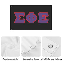 Load image into Gallery viewer, Sigma Phi Epsilon Greek Block Flag - Black, Purple &amp; Red