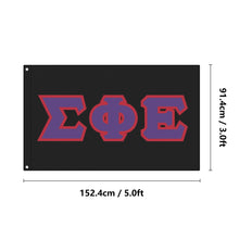 Load image into Gallery viewer, Sigma Phi Epsilon Greek Block Flag - Black, Purple &amp; Red