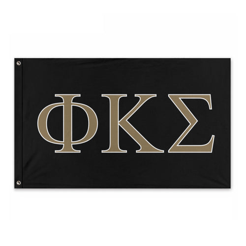 Phi Kappa Sigma Fraternity Flag - Black, Old Gold & White