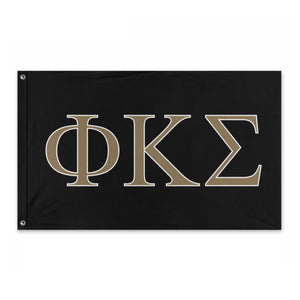 Phi Kappa Sigma Fraternity Flag - Black, Old Gold & White