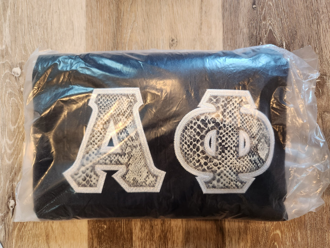 Alpha Phi Snakeskin Letter Sweatshirt