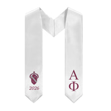 Load image into Gallery viewer, 2026 Alpha Phi Stole - White, Bordeaux &amp; Silver
