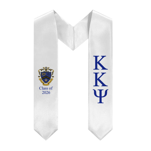 Kappa Kappa Psi + Crest + Class of 2026 Graduation Stole - White & Blue