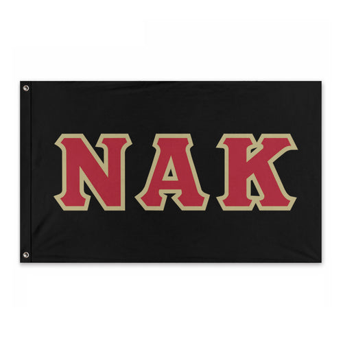 Nu Alpha Kappa Greek Block Flag - Black, Red & Bronze