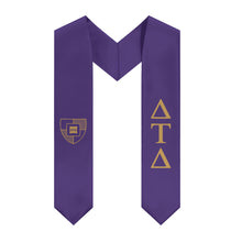 Load image into Gallery viewer, Delta Tau Delta Graduation Stole With Shield - Purple &amp; Gold