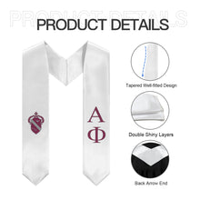 Load image into Gallery viewer, Alpha Phi Graduation Stole With Crest - White, Bordeaux &amp; Silver