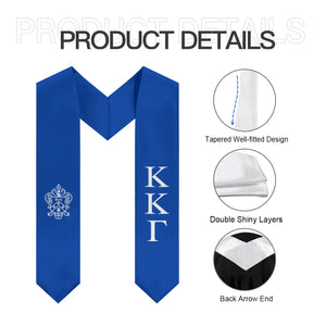 Kappa Kappa Gamma Graduation Stole With Crest - Bright Blue & White