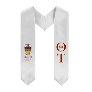 Theta Tau + Crest + Class of 2025 Graduation Stole - White, Dark Red & Yellow - 2