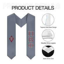 Load image into Gallery viewer, Pi Beta Phi Graduation Stole With Crest - Heritage Gray, Wine &amp; White