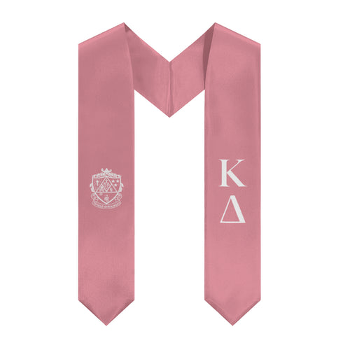 Kappa Delta Graduation Stole With Crest - Active Pink & White