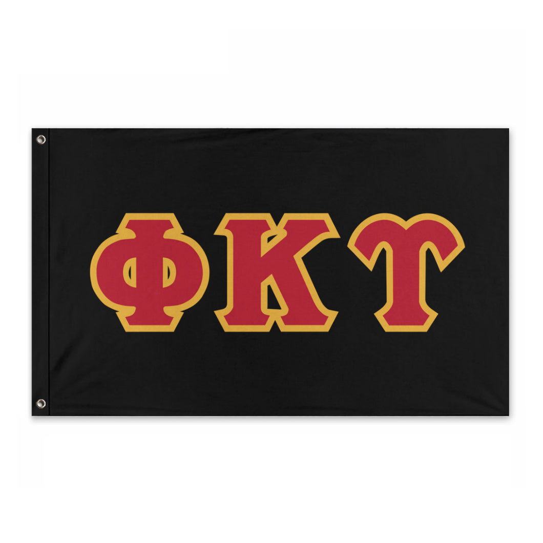 Phi Kappa Upsilon Greek Block Flag - Black, Red & Light Gold