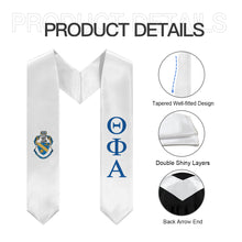 Load image into Gallery viewer, Theta Phi Alpha Graduation Stole With Crest - White &amp; Navy