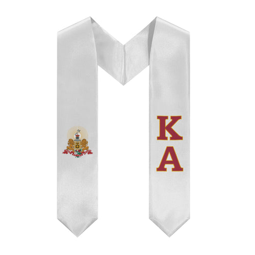 Kappa Alpha Order Graduation Stole With Coat Of Arms - White, Crimson & Old Gold