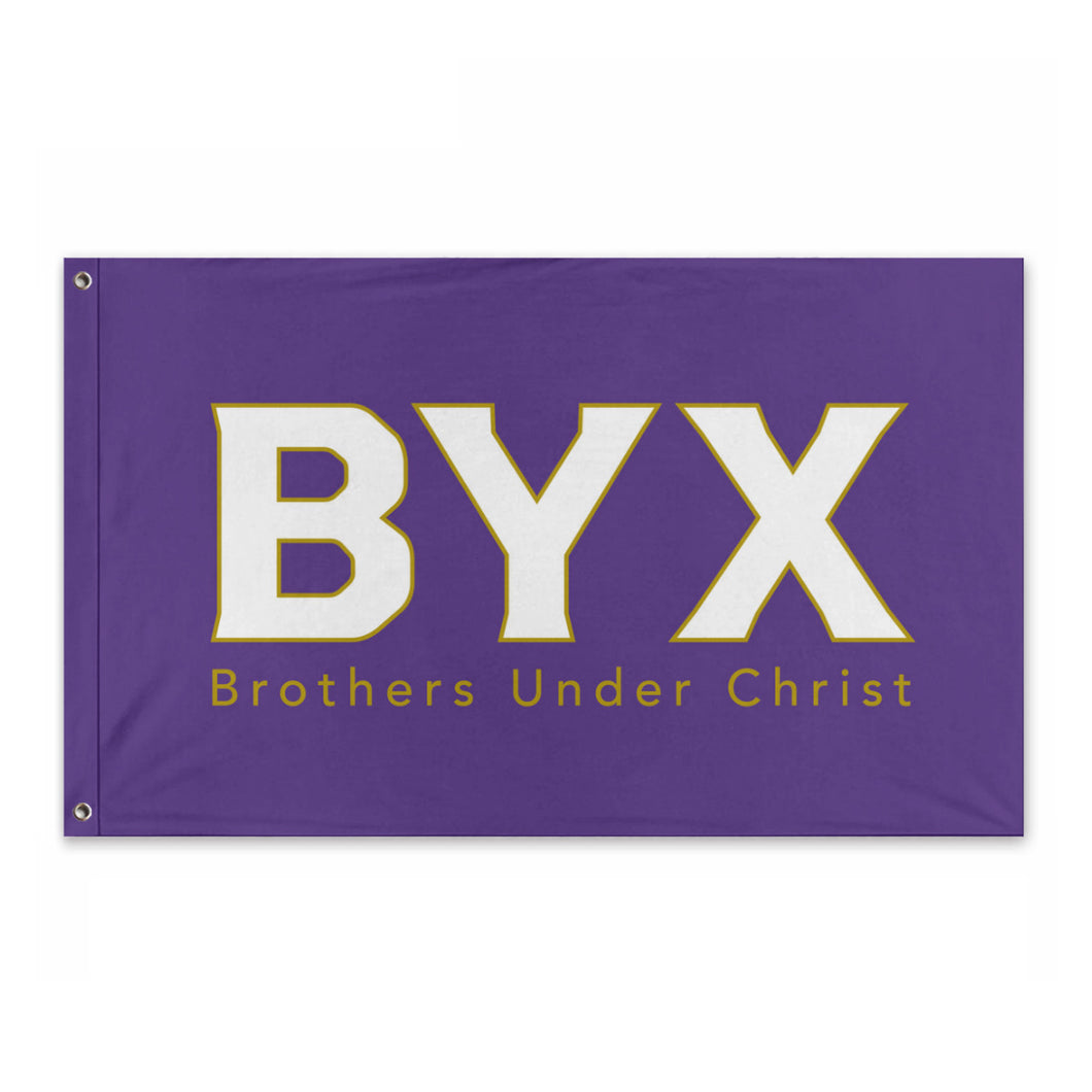 Beta Upsilon Chi Fraternity Flag - Purple, White & Old Gold