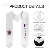 Load image into Gallery viewer, FIJI Graduation Stole With Crest - White, Purple &amp; Gold
