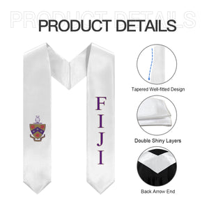 FIJI Graduation Stole With Crest - White, Purple & Gold
