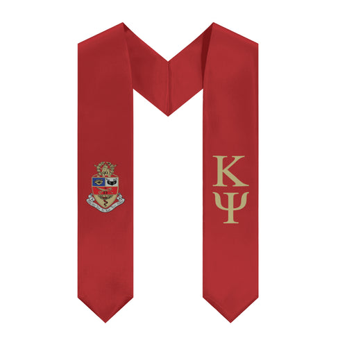 Kappa Psi Graduation Stole With Crest - Red & Gold