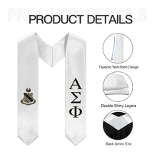 Load image into Gallery viewer, Alpha Sigma Phi Graduation Stole With Crest - White, Black &amp; Gold