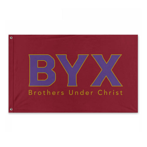 Beta Upsilon Chi Fraternity Flag - Red, Purple & Old Gold