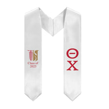 Load image into Gallery viewer, Theta Chi + Shield + Class of 2025 Graduation Stole - White, Military Red &amp; Resolute Gold - 2