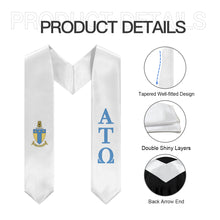 Load image into Gallery viewer, Alpha Tau Omega Graduation Stole With Crest - White &amp; Sky Blue