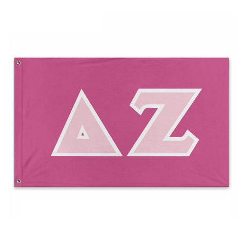 Delta Zeta Greek Block Flag - Barbie Pink, Azalea & White