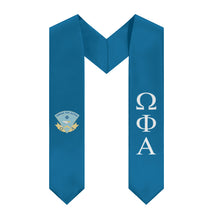 Load image into Gallery viewer, Omega Phi Alpha Graduation Stole With Crest - Service, White &amp; Friendship