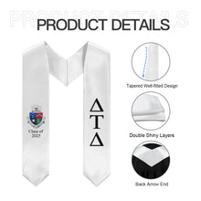 Load image into Gallery viewer, Delta Tau Delta + Crest + Class of 2025 Graduation Stole - White &amp; Black