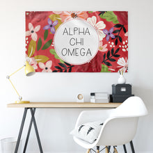 Load image into Gallery viewer, Alpha Chi Omega Floral Sorority Flag - Red