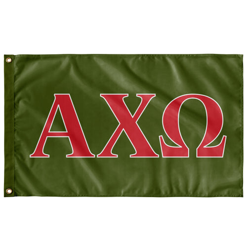 Alpha Chi Omega Sorority Flag - Olive, Scarlet & White