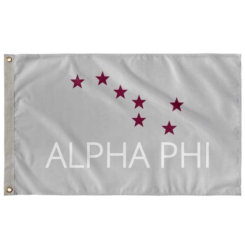 Alpha Phi Constellation Sorority Flag - Light Silver, Bordeaux & White