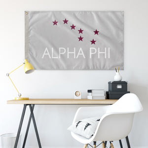 Alpha Phi Constellation Sorority Flag - Light Silver, Bordeaux & White