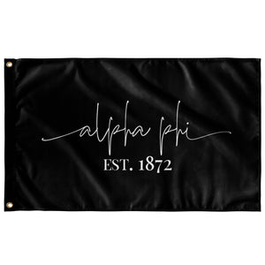 Alpha Phi Sorority Script Flag - Black & White