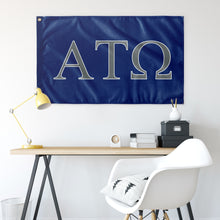 Load image into Gallery viewer, Alpha Tau Omega Fraternity Flag - Royal, Silver &amp; White