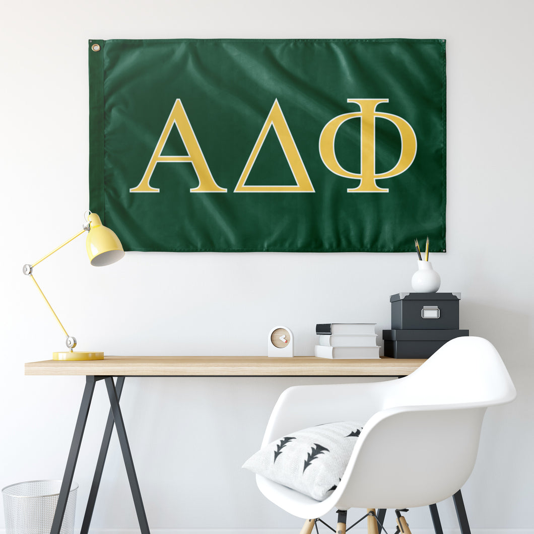 Alpha Delta Phi Fraternity Flag - Custom Green, Custom Yellow & White