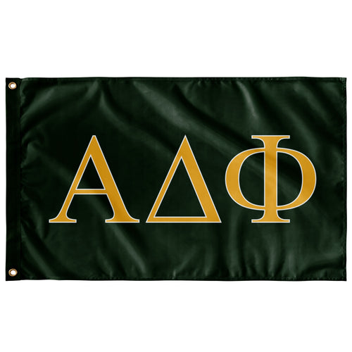 Alpha Delta Phi Fraternity Flag - Dark Green, Light Gold & White - 2