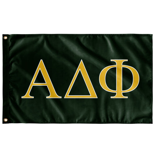 Alpha Delta Phi Fraternity Flag - Dark Green, Custom Yellow & White