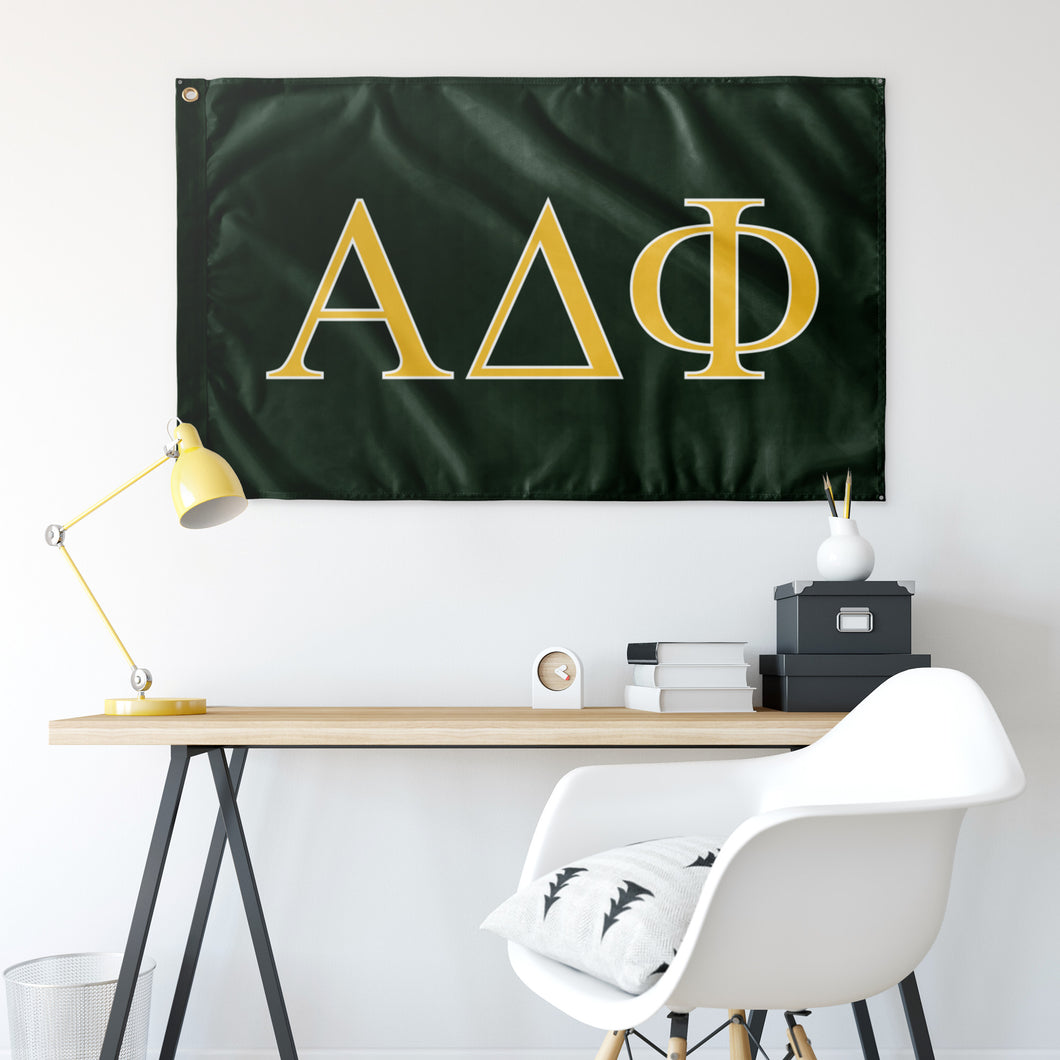 Alpha Delta Phi Fraternity Flag - Dark Green, Custom Yellow & White