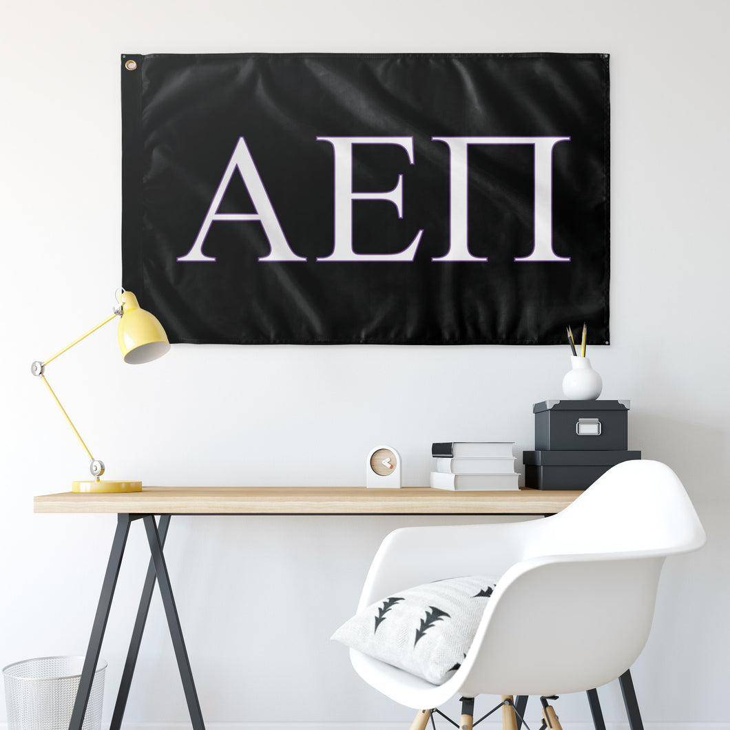 Alpha Epsilon Pi Fraternity Flag - Black, White & Grape
