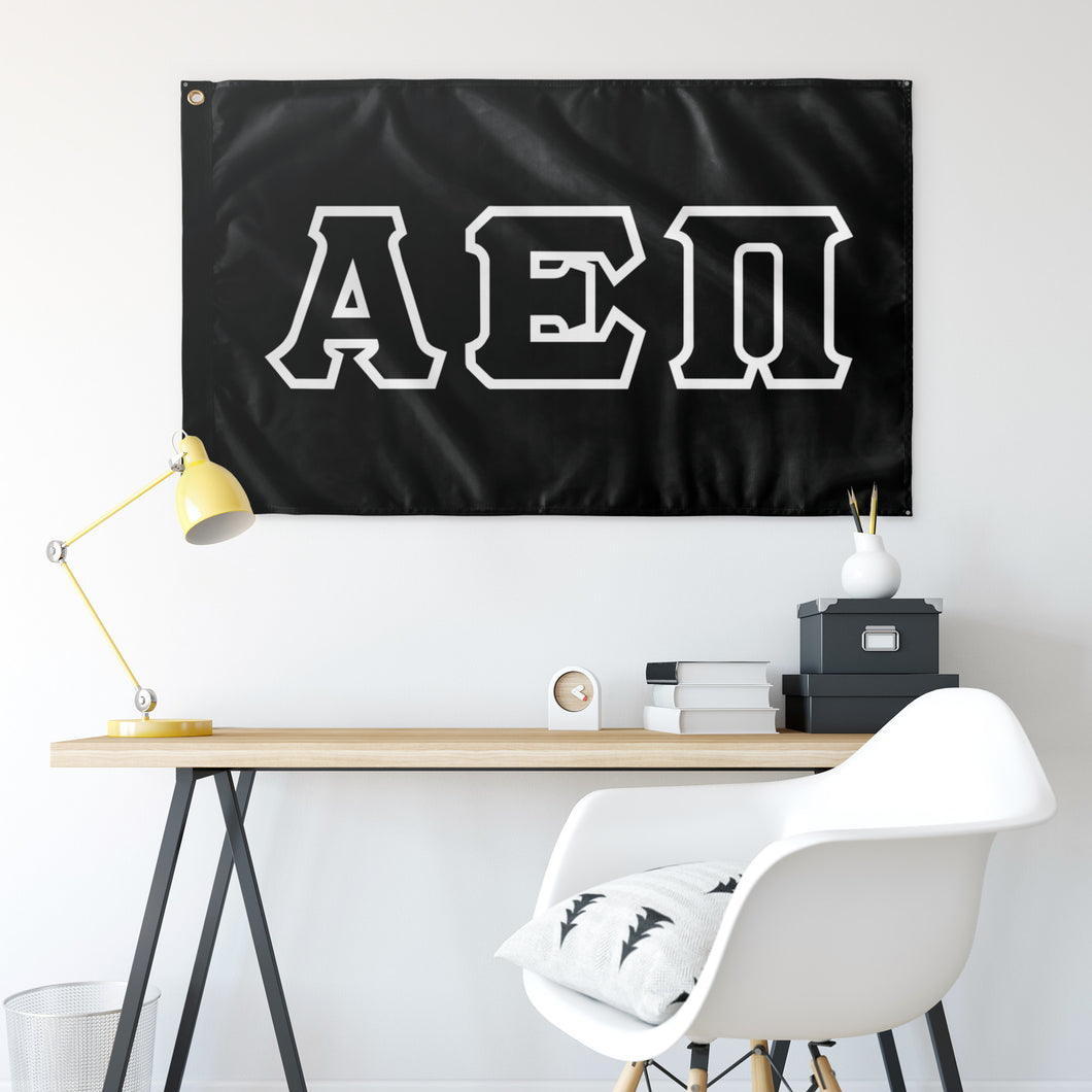 Alpha Epsilon Pi Greek Block Flag - Black & White