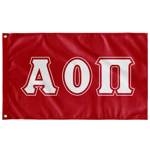 Alpha Omicron Pi Greek Block Flag - Red & White