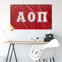 Load image into Gallery viewer, Alpha Omicron Pi Greek Block Flag - Red &amp; White
