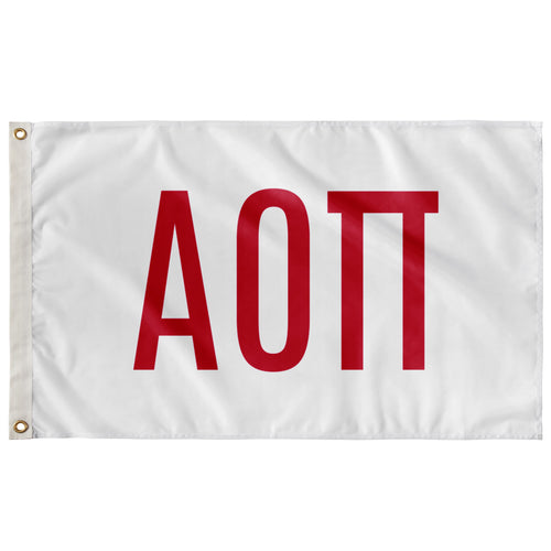 Alpha Omicron Pi Sorority Letters Flag - White & Cardinal