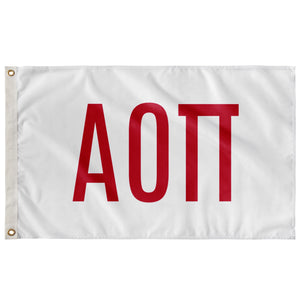 Alpha Omicron Pi Sorority Letters Flag - White & Cardinal