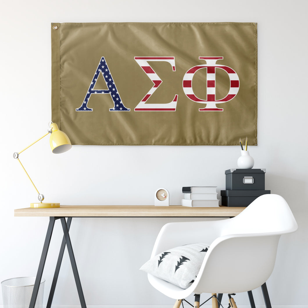 Alpha Sigma Phi USA Flag - Metallic Gold