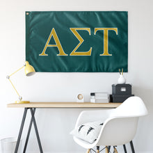 Load image into Gallery viewer, Alpha Sigma Tau Sorority Flag - Emerald Green, Victory Gold &amp; White - updated
